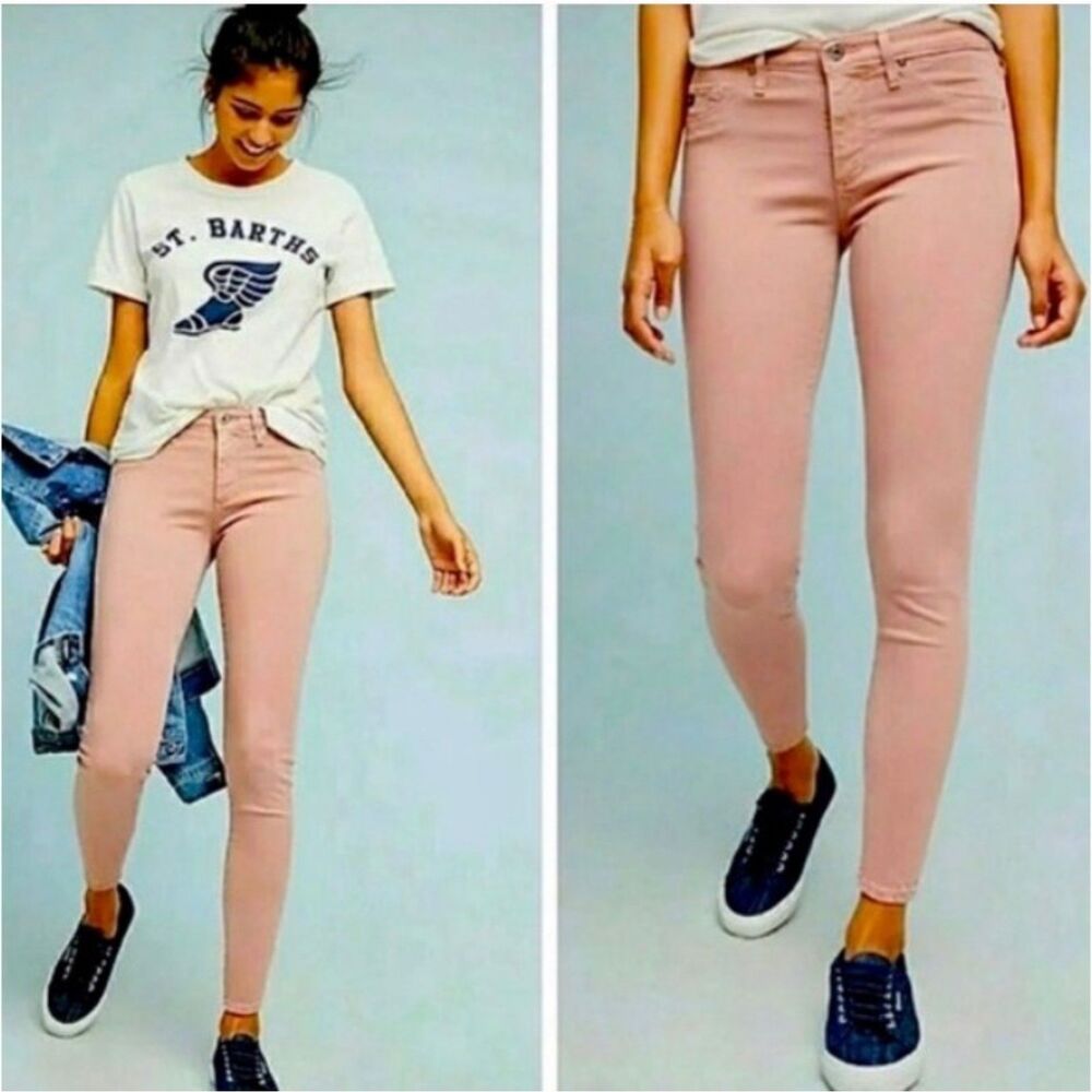 Adriano Goldschmeid AG Farrah Seamless High Rise Skinny Crop Jeans Pink Size 26